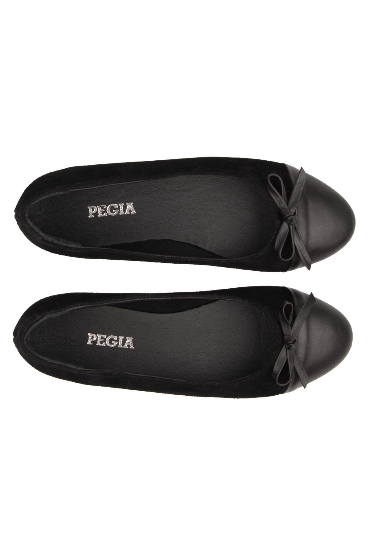 Pegia Genuine Suede Bow Ballet Flats DG6049  - Black