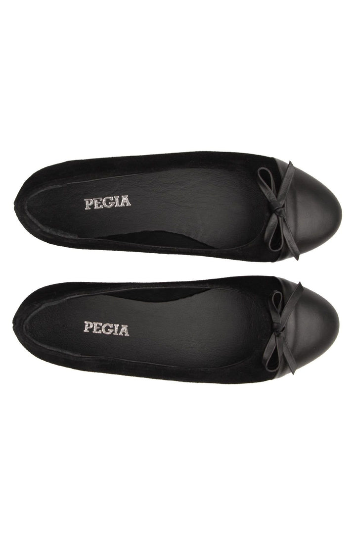 Pegia Genuine Suede Bow Ballet Flats DG6049  - Black