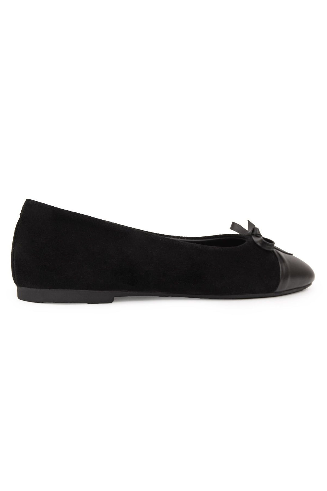 Pegia Genuine Suede Bow Ballet Flats DG6049  - Black
