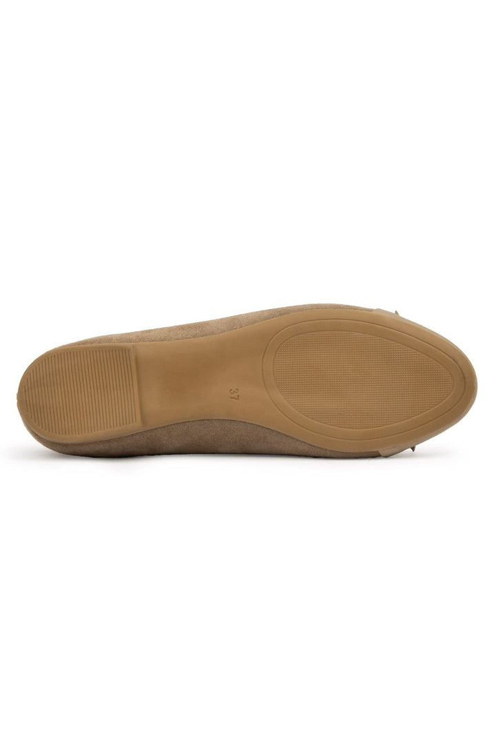 Pegia Genuine Suede Bow Ballet Flats DG6049  - Stone