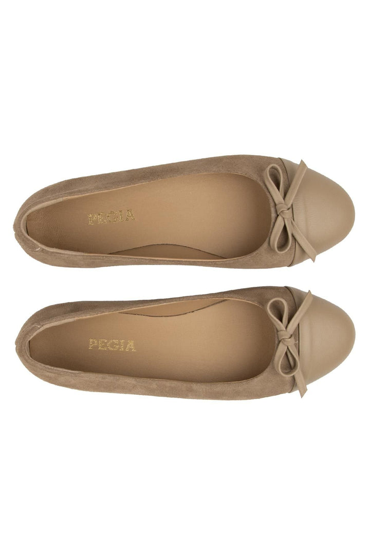 Pegia Genuine Suede Bow Ballet Flats DG6049  - Stone
