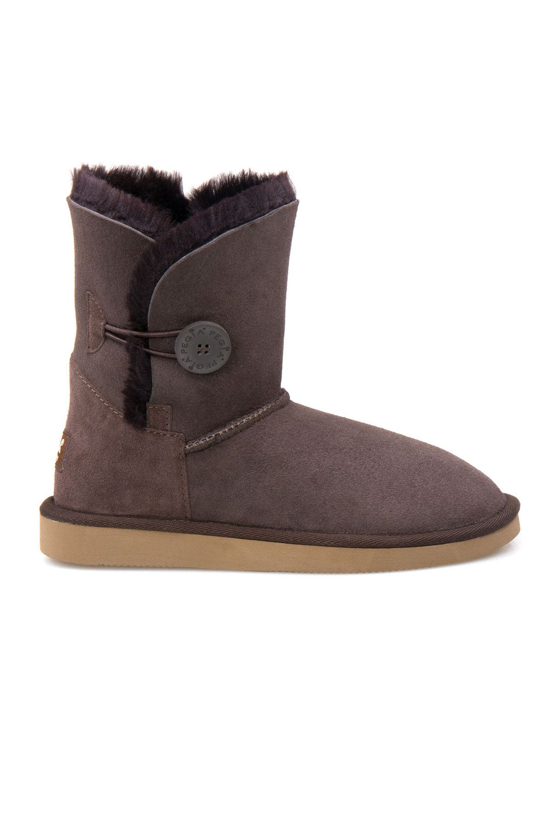 Pegia Shearling Button Women's Boots 191031  - Choco