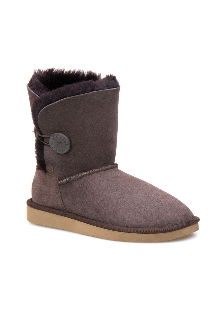 Pegia Shearling Button Women's Boots 191031  - Choco
