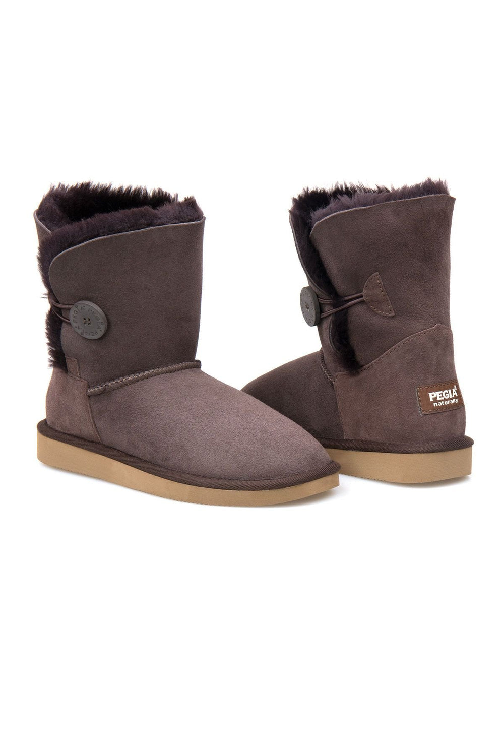 Pegia Shearling Button Women's Boots 191031  - Choco