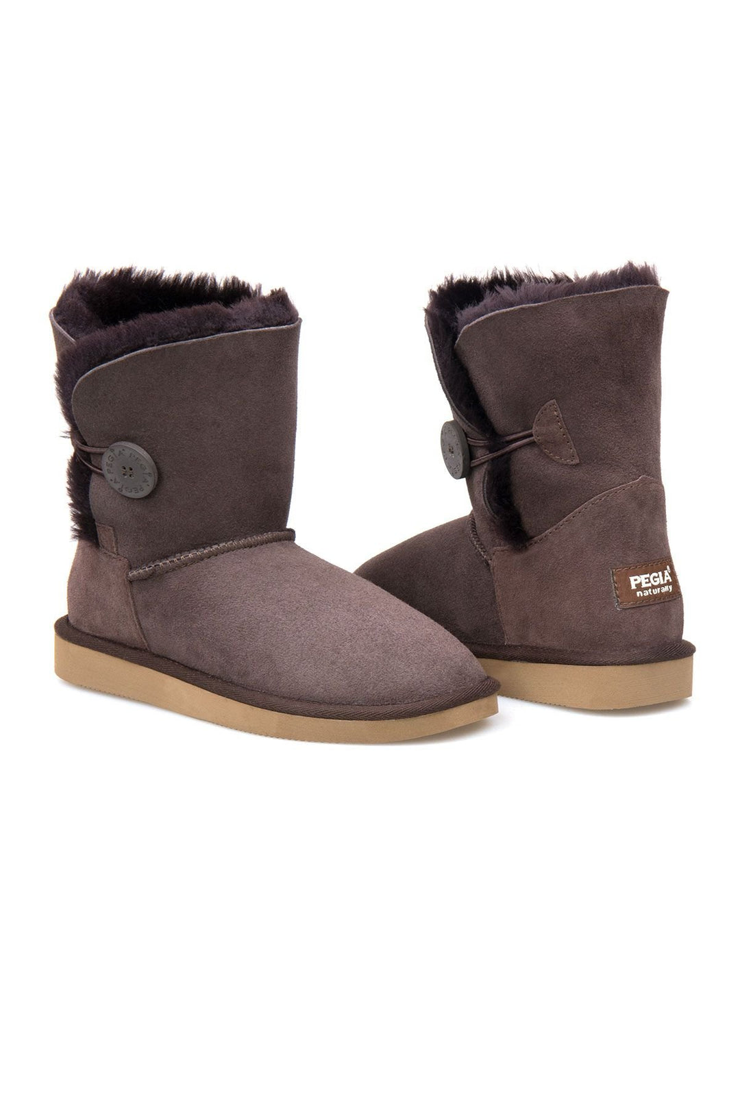 Pegia Shearling Button Women's Boots 191031  - Choco