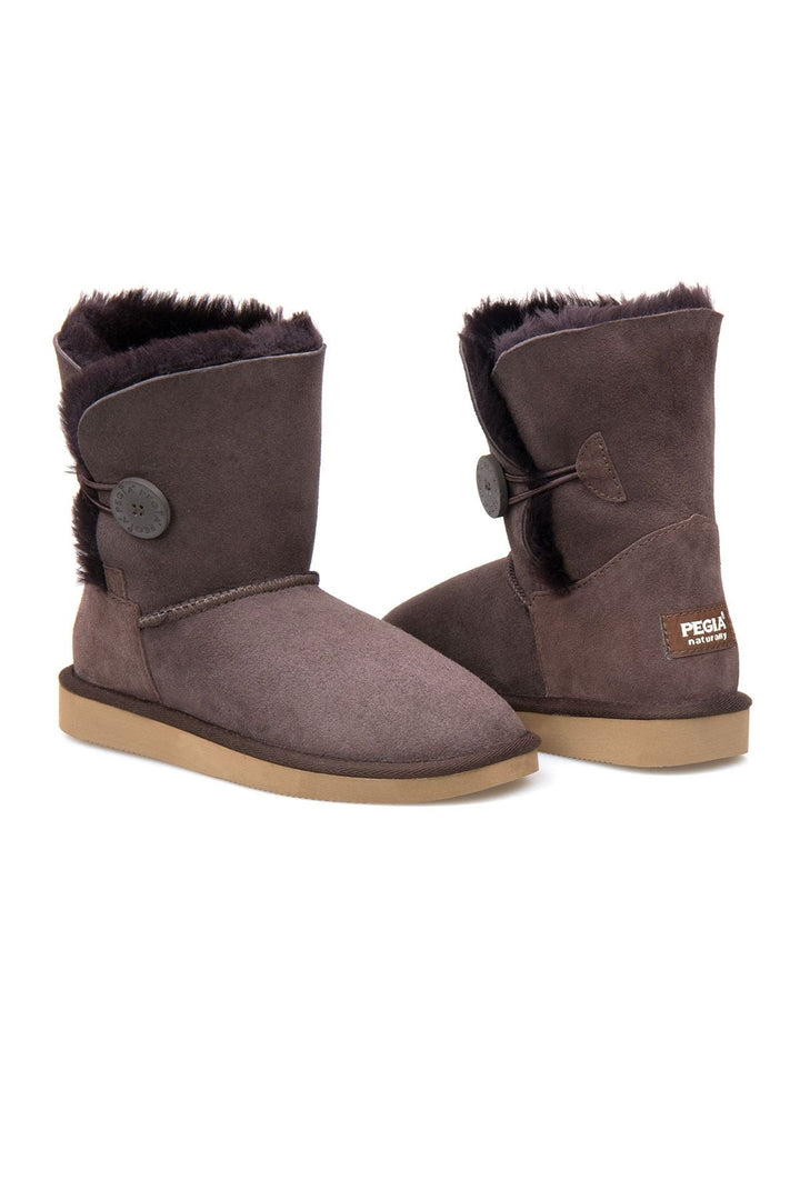 Pegia Shearling Button Women's Boots 191031  - Choco