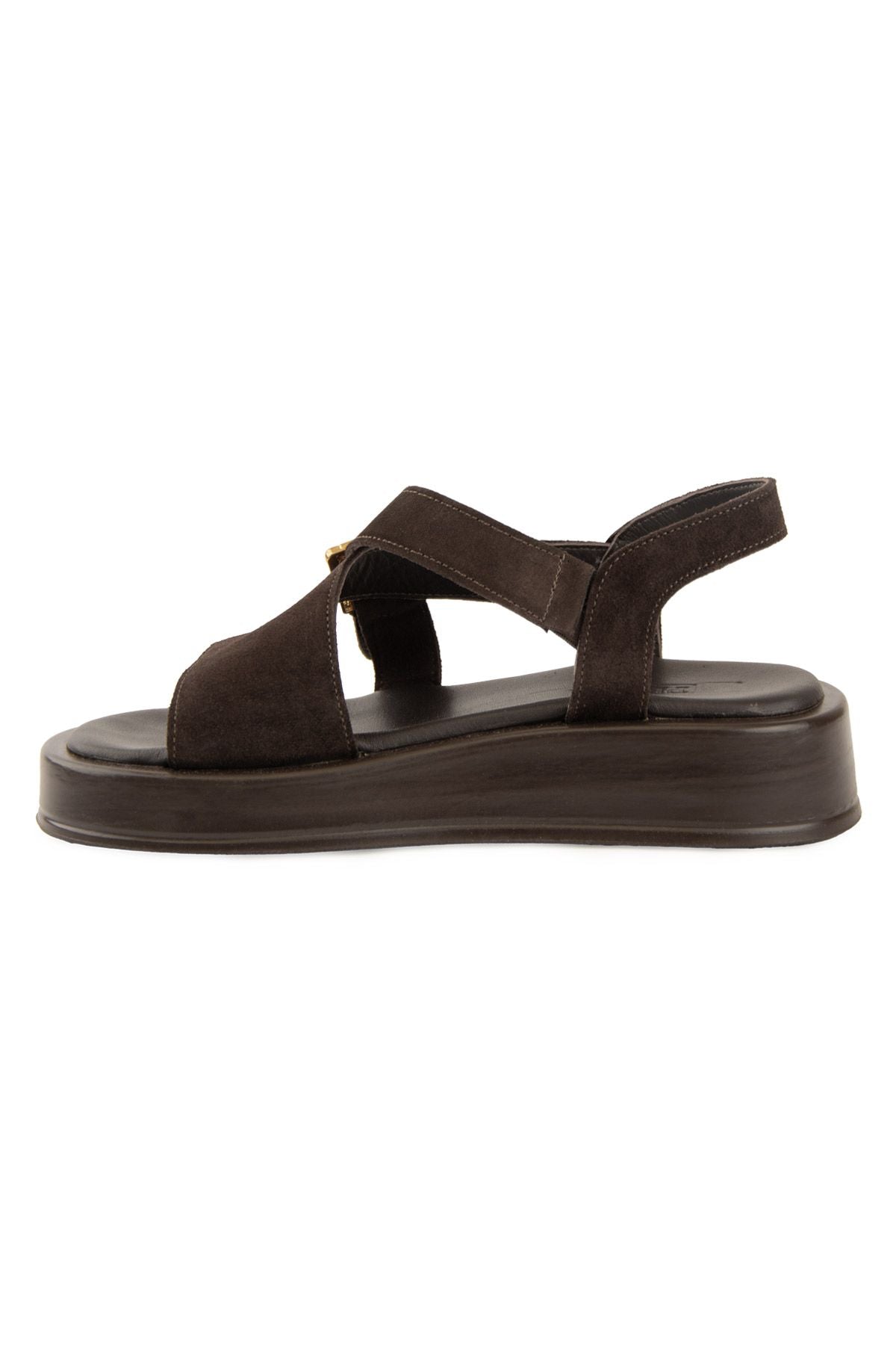 Pegia Genuine Suede Buckle Women's Sandal DG6092  - Choco
