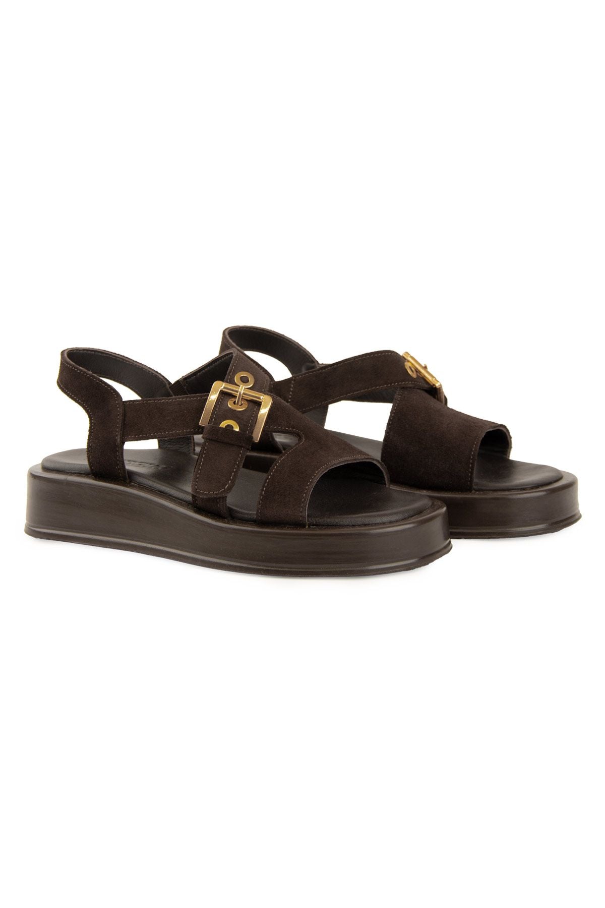 Pegia Genuine Suede Buckle Women's Sandal DG6092  - Choco
