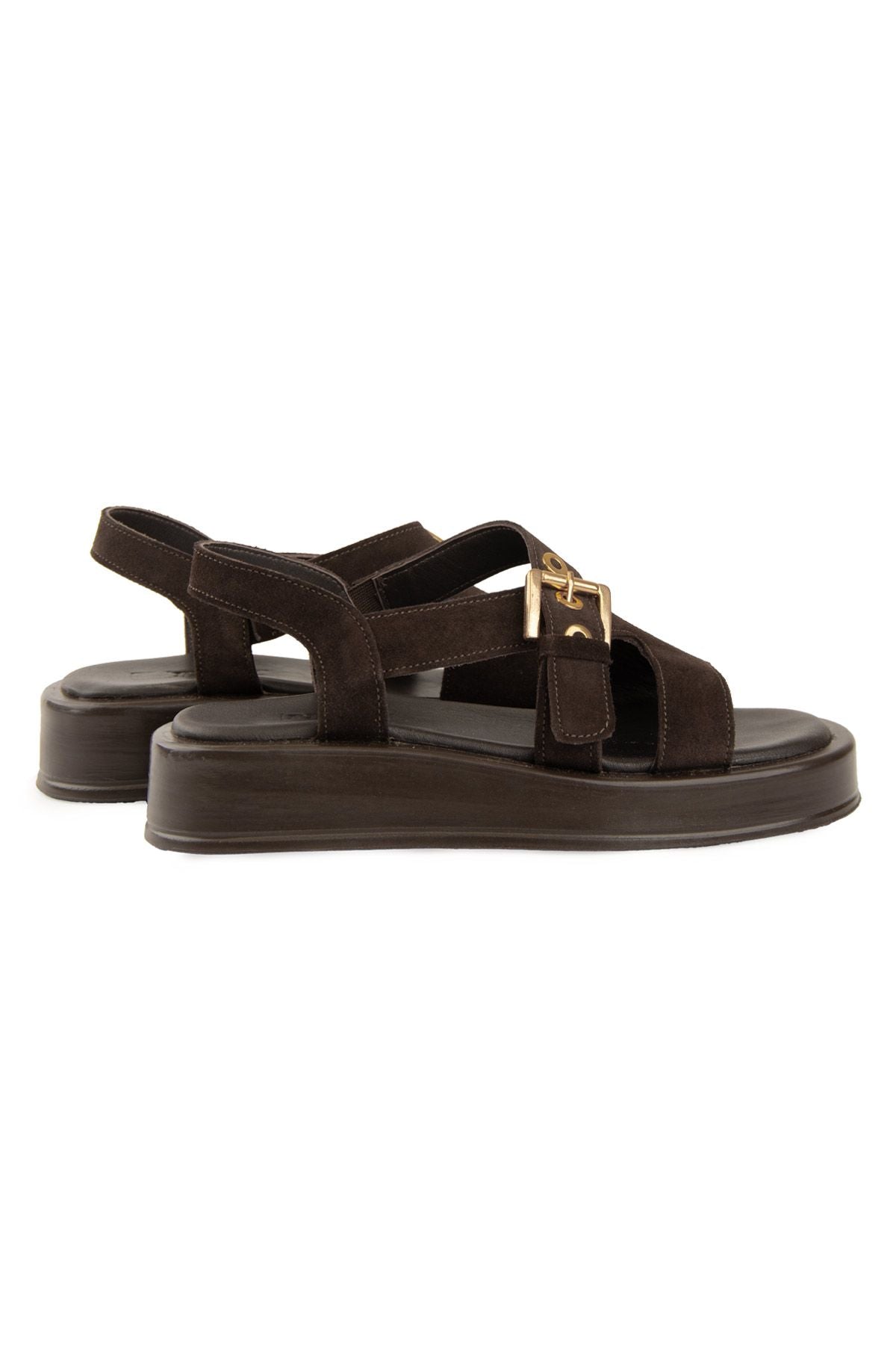 Pegia Genuine Suede Buckle Women's Sandal DG6092  - Choco