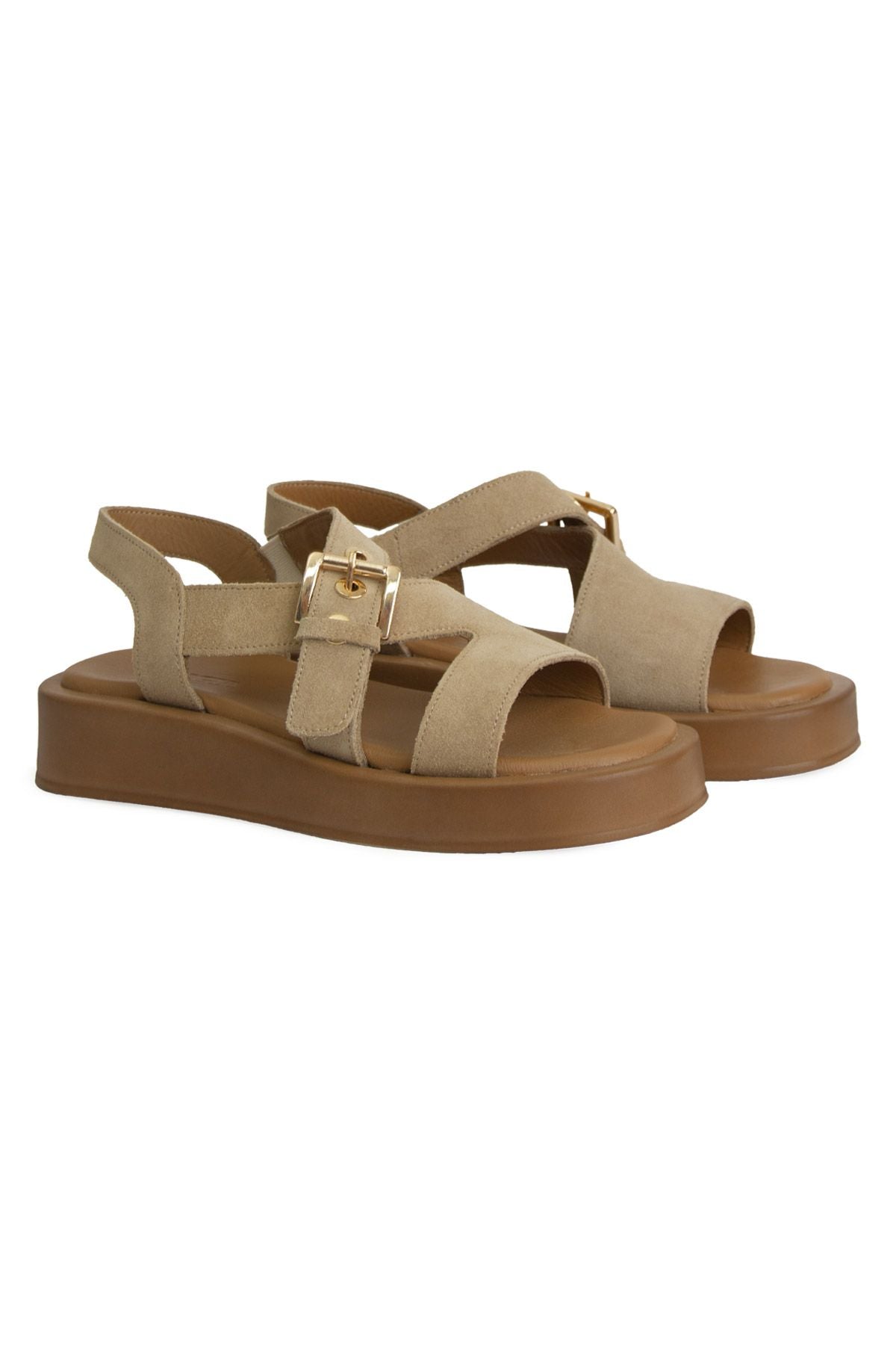 Pegia Genuine Suede Buckle Women's Sandal DG6092  - Latte
