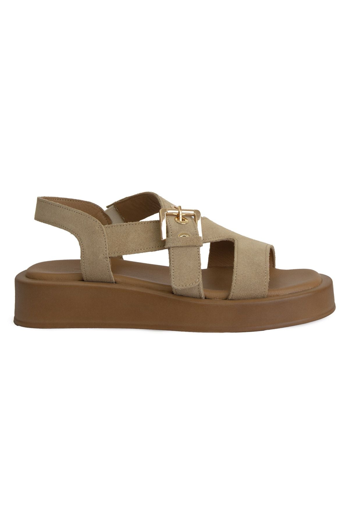 Pegia Genuine Suede Buckle Women's Sandal DG6092  - Latte
