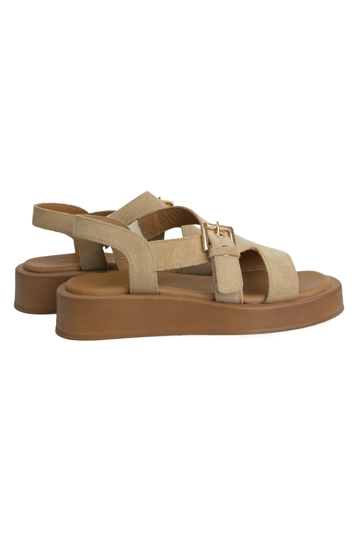 Pegia Genuine Suede Buckle Women's Sandal DG6092  - Latte