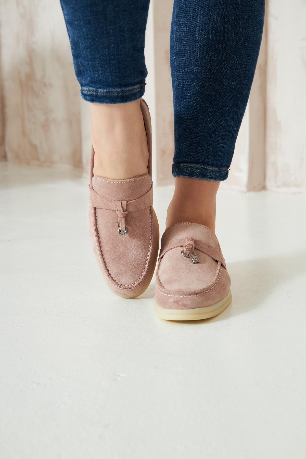 Pegia Genuine Suede Women's Loafer 700911  - Powder Pink