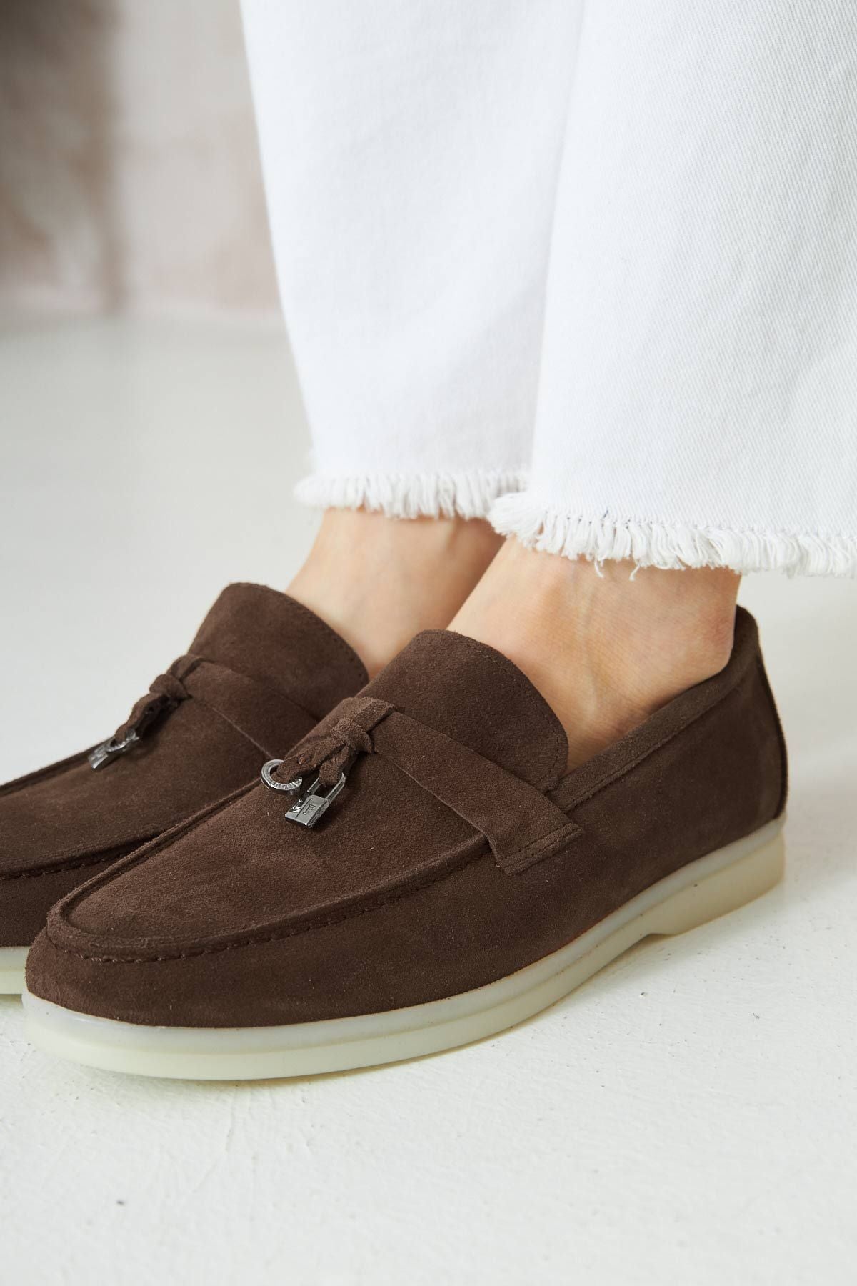 Pegia Genuine Suede Women's Loafer 700911  - Brown