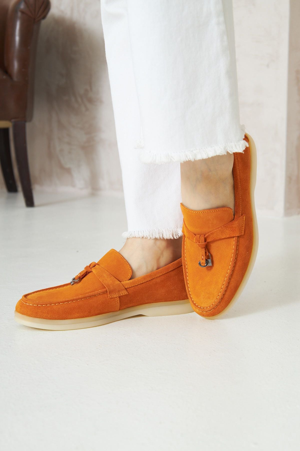 Pegia Genuine Suede Women's Loafer 700911  - Orange