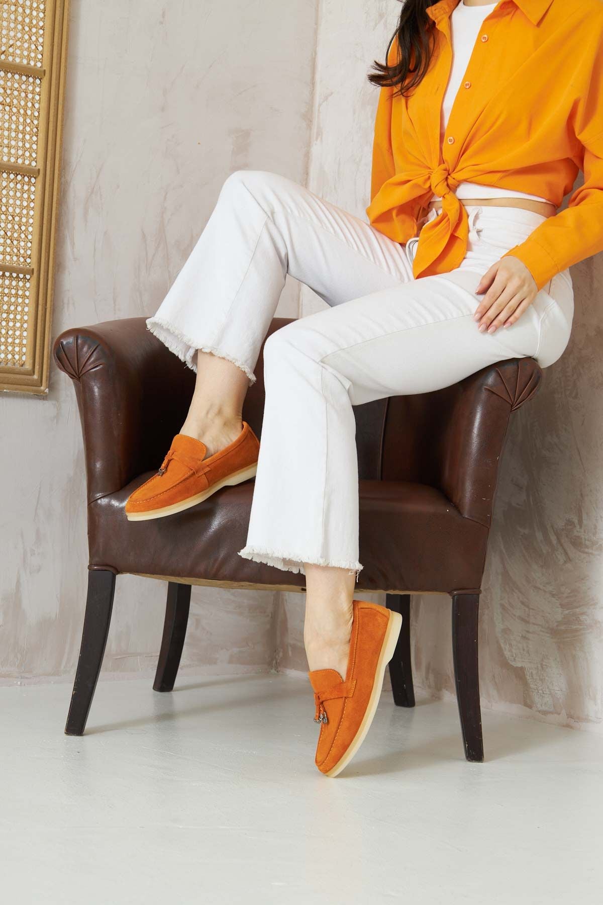 Pegia Genuine Suede Women's Loafer 700911  - Orange