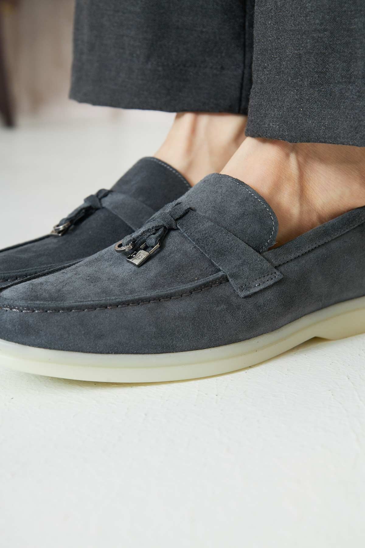 Pegia Genuine Suede Women's Loafer 700911  - Anthracite