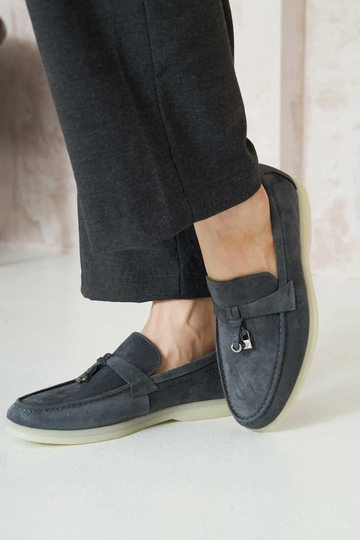 Pegia Genuine Suede Women's Loafer 700911  - Anthracite