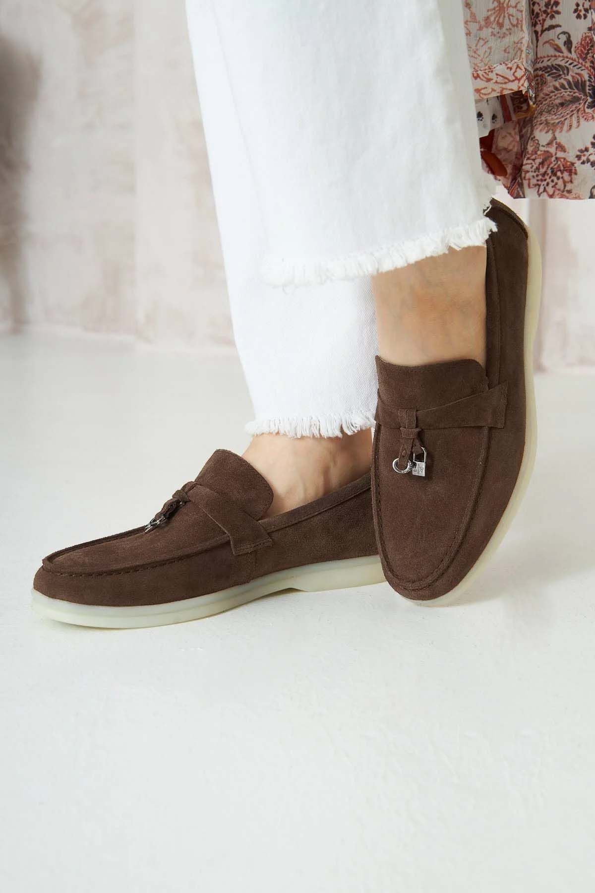 Pegia Genuine Suede Women's Loafer 700911  - Brown