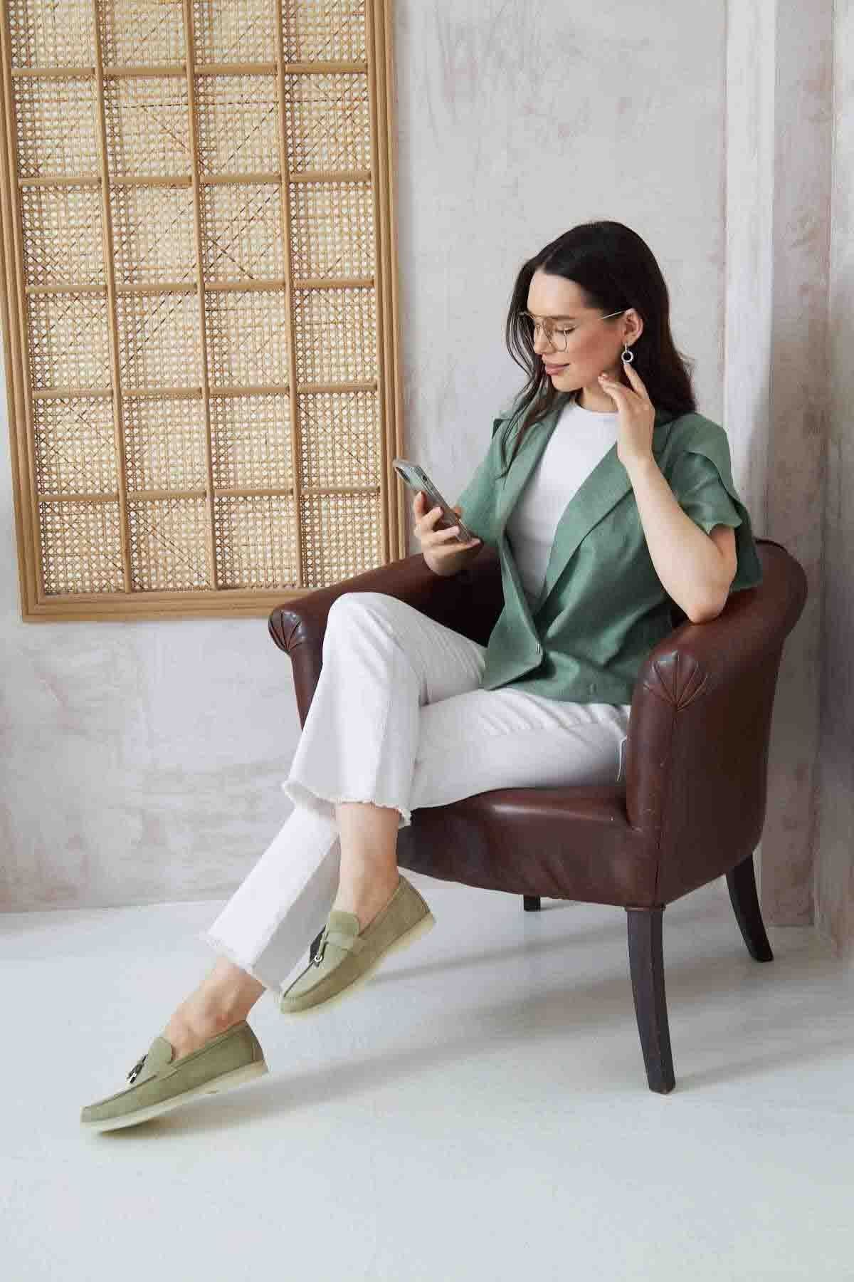 Pegia Genuine Suede Women's Loafer 700911  - Mint