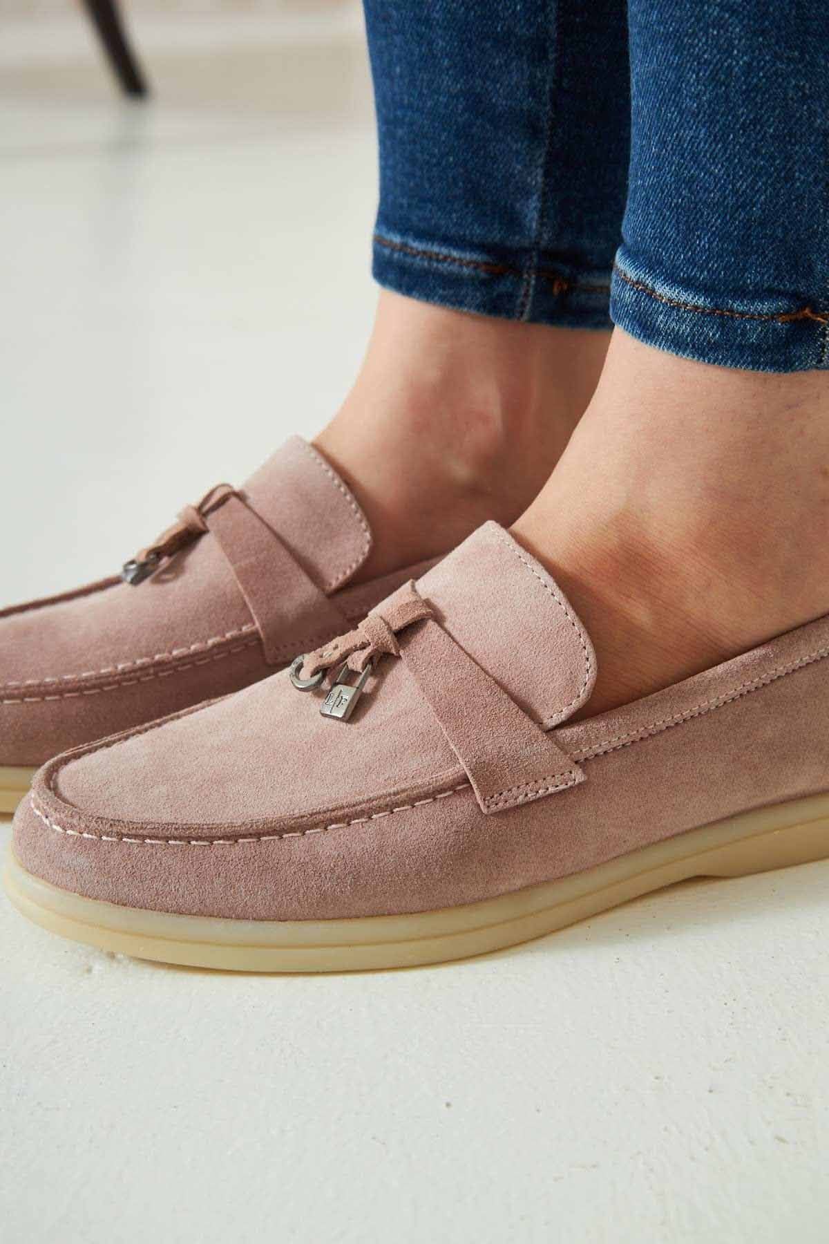 Pegia Genuine Suede Women's Loafer 700911  - Powder Pink