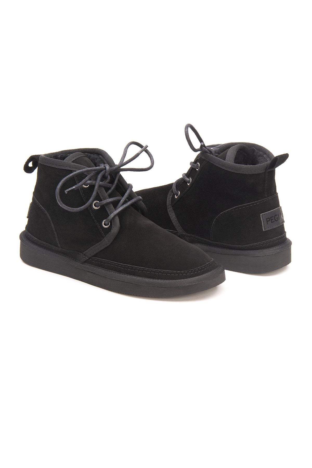 Pegia Shearling Lace-up Women's Boots 191112  - Black