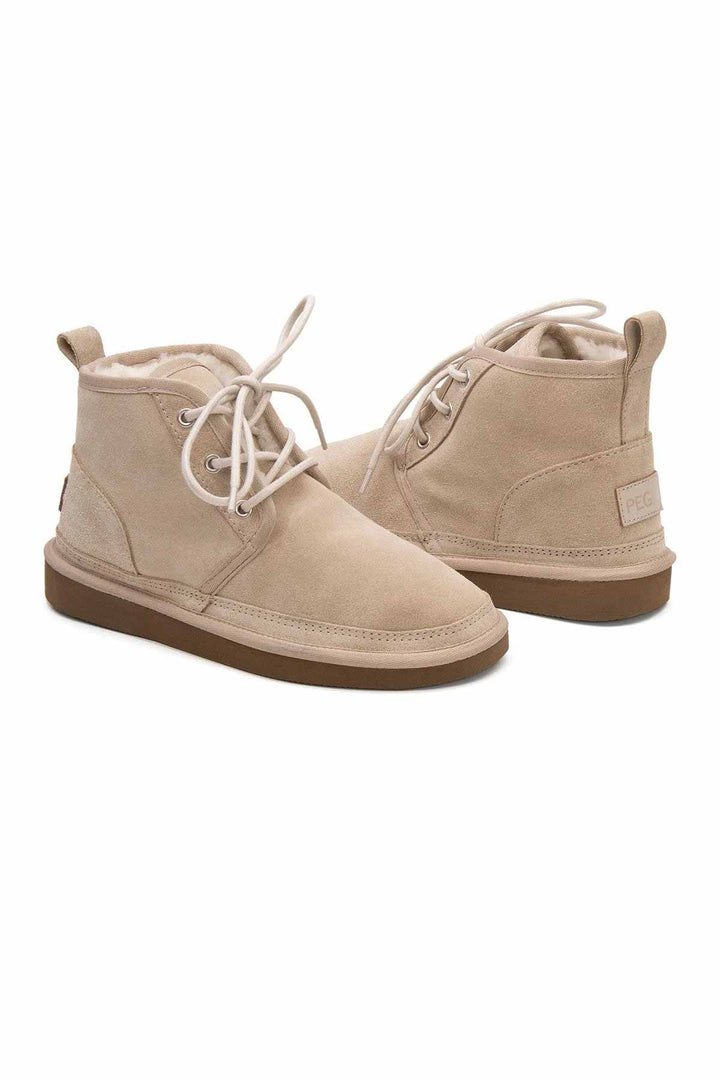 Pegia Shearling Lace-up Women's Boots 191112  - Beige