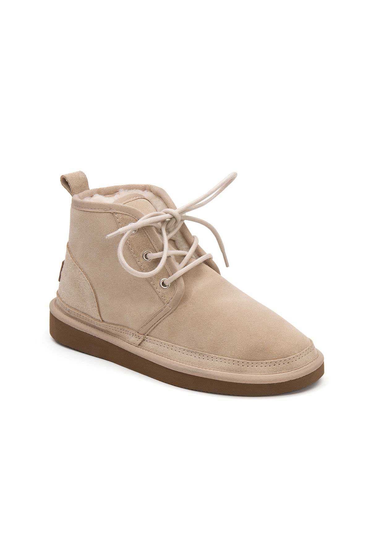 Pegia Shearling Lace-up Women's Boots 191112  - Beige