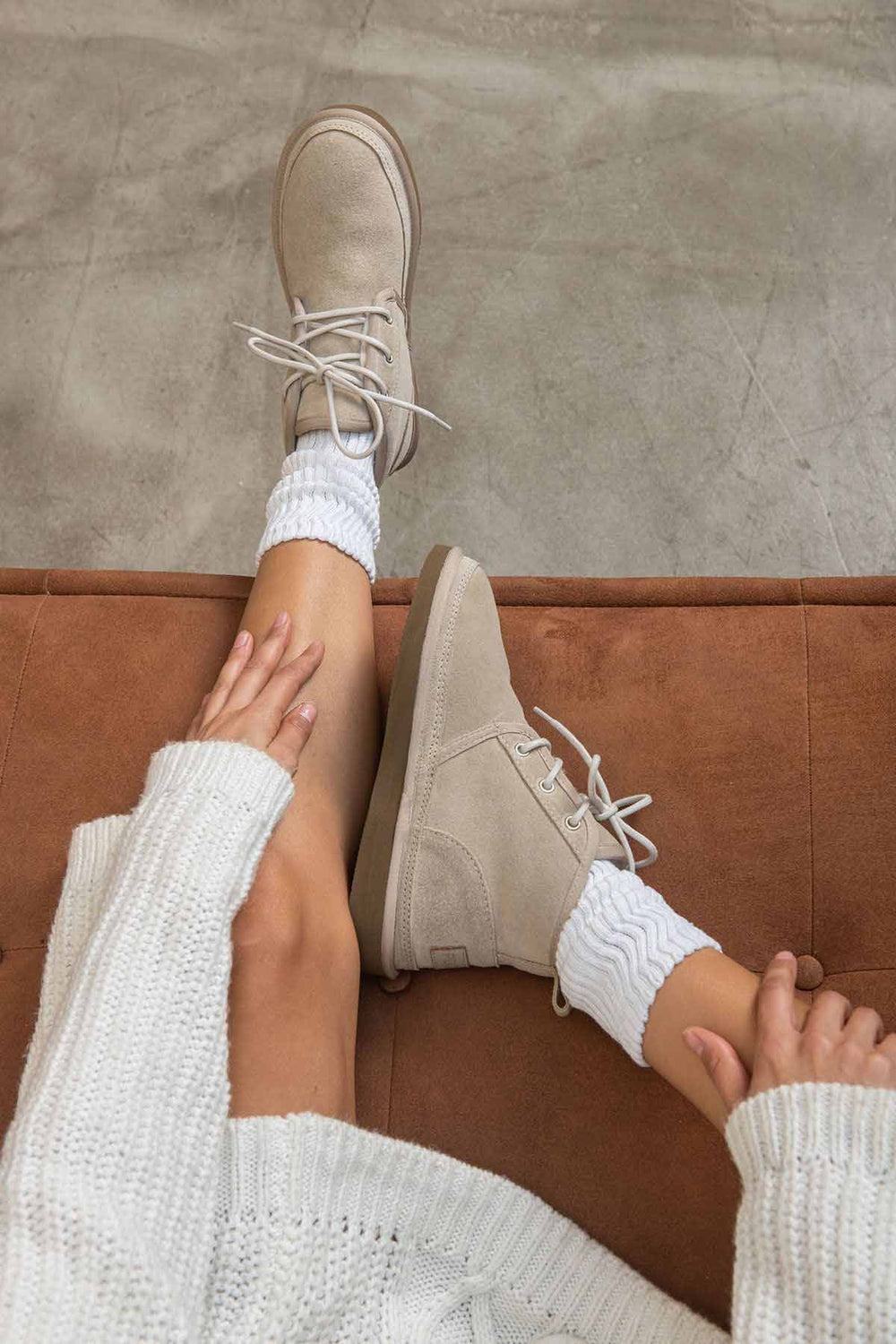 Pegia Shearling Lace-up Women's Boots 191112  - Beige