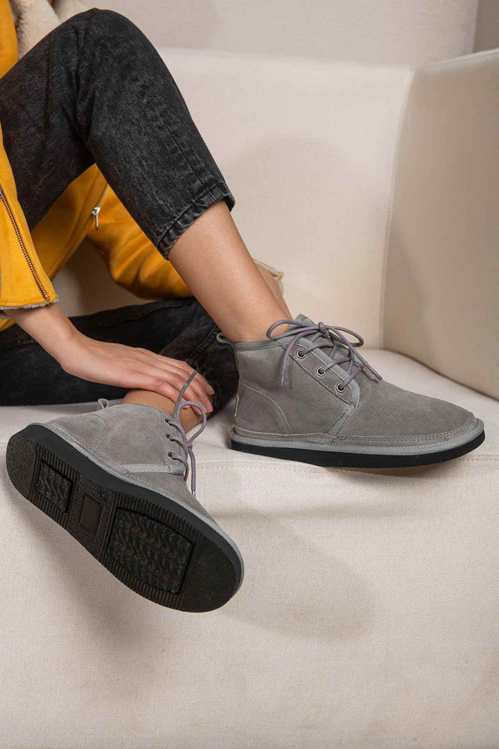 Pegia Shearling Lace-up Women's Boots 191112  - Grey