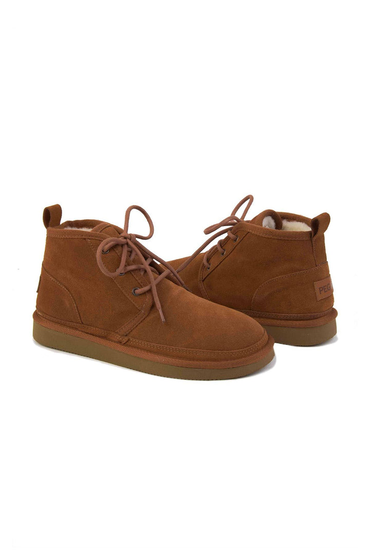 Pegia Shearling Lace-up Women's Boots 191112  - Chestnut