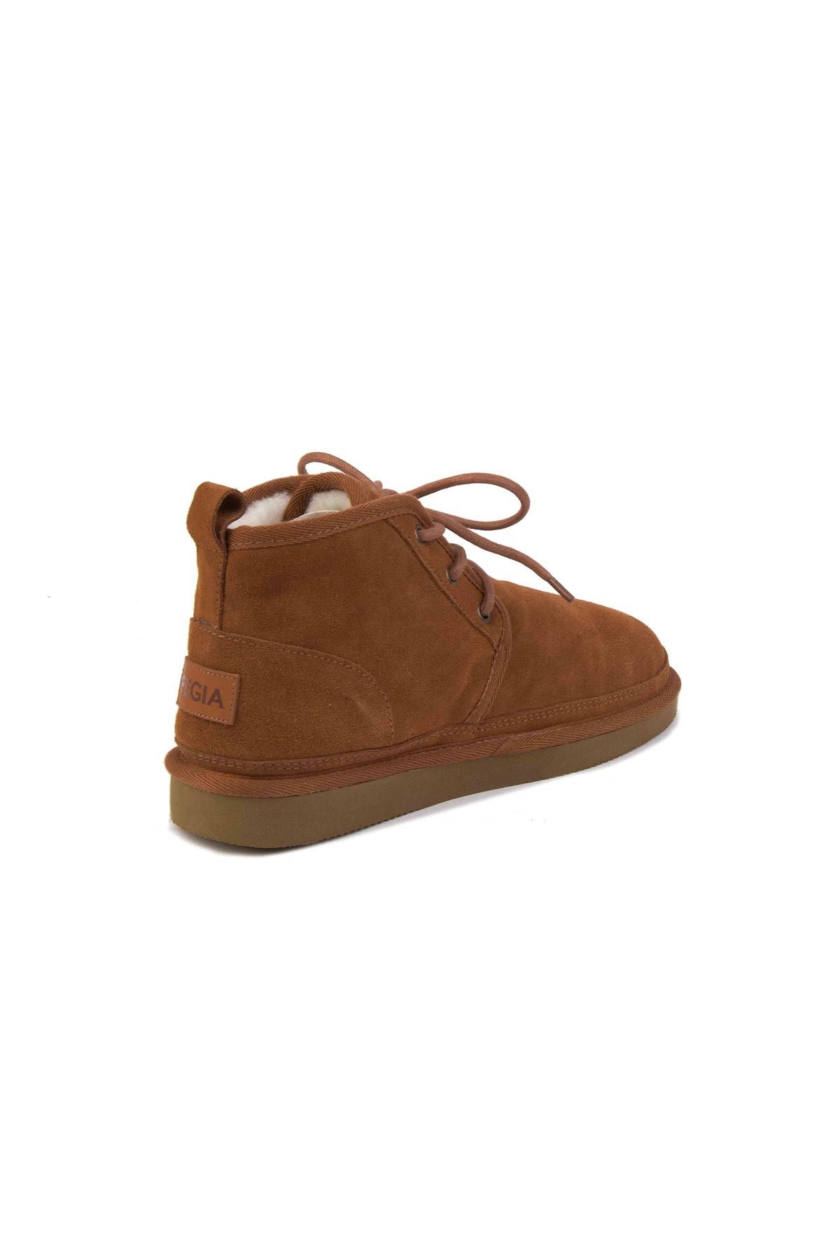 Pegia Shearling Lace-up Women's Boots 191112  - Chestnut