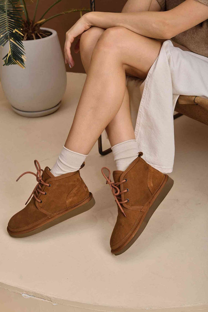 Pegia Shearling Lace-up Women's Boots 191112  - Chestnut