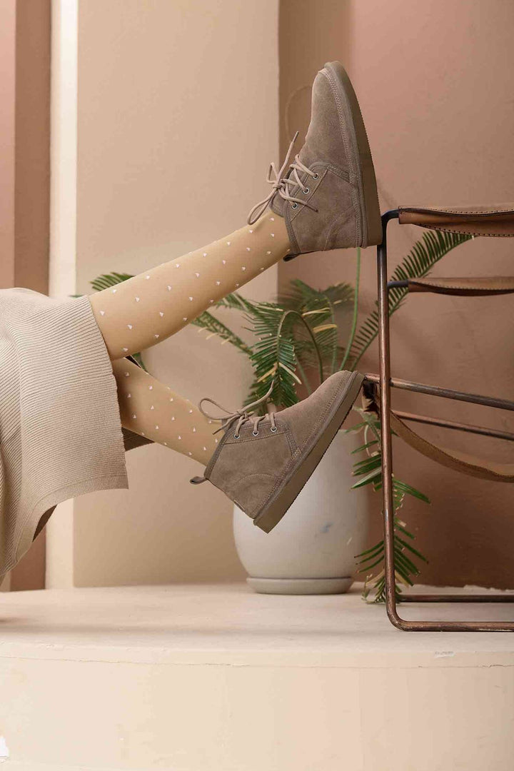 Pegia Shearling Lace-up Women's Boots 191112  - Stone