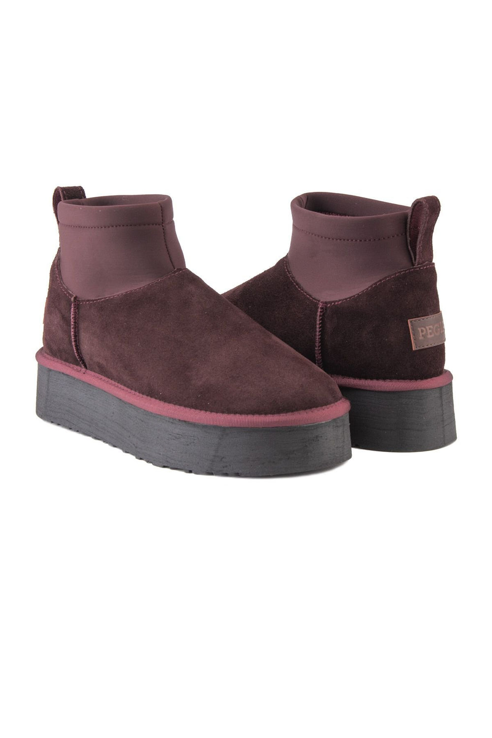 Pegia Sheepskin Stretch Mini Boots 191151  - Burgundy