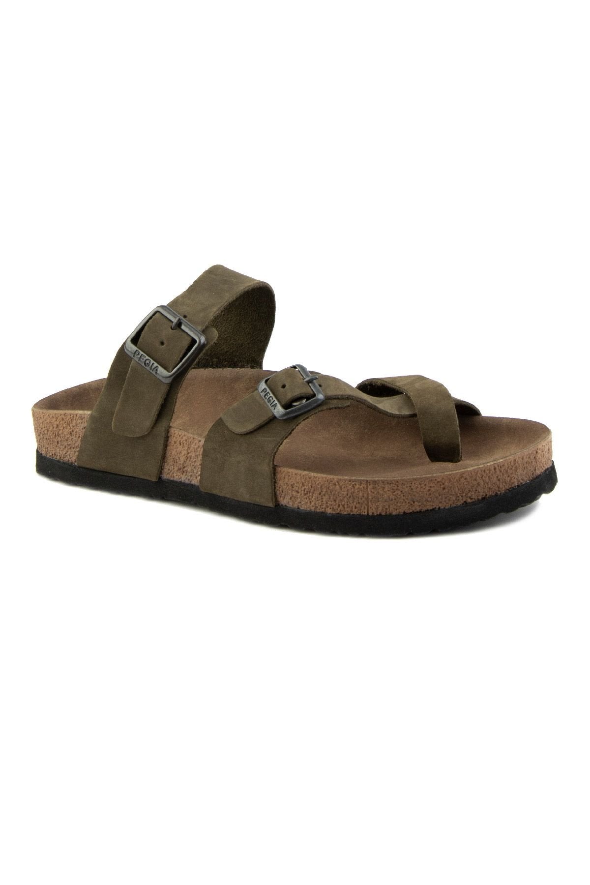 Pegia Women's Leather Slippers 215522  - Khaki
