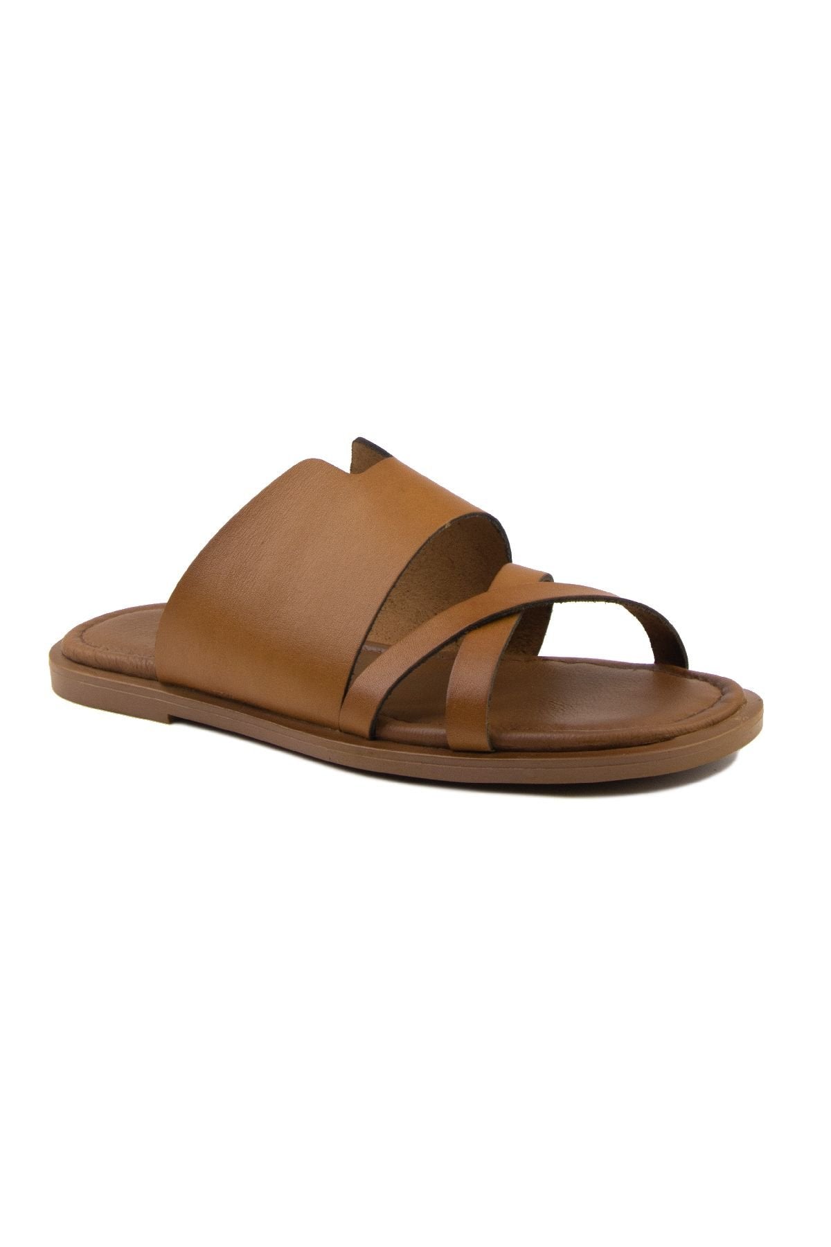 Pegia Women's Leather Slippers DG6008  - Chestnut