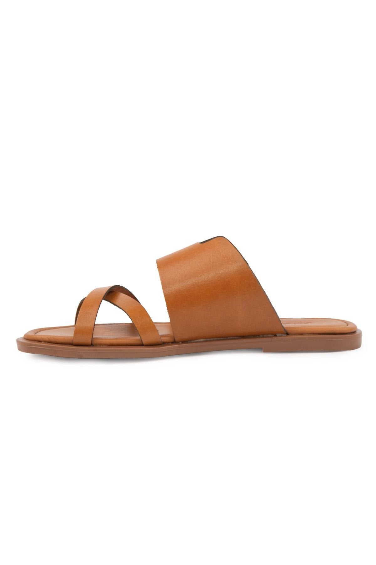 Pegia Strappy Leather Women's Slippers DG6062  - Chestnut
