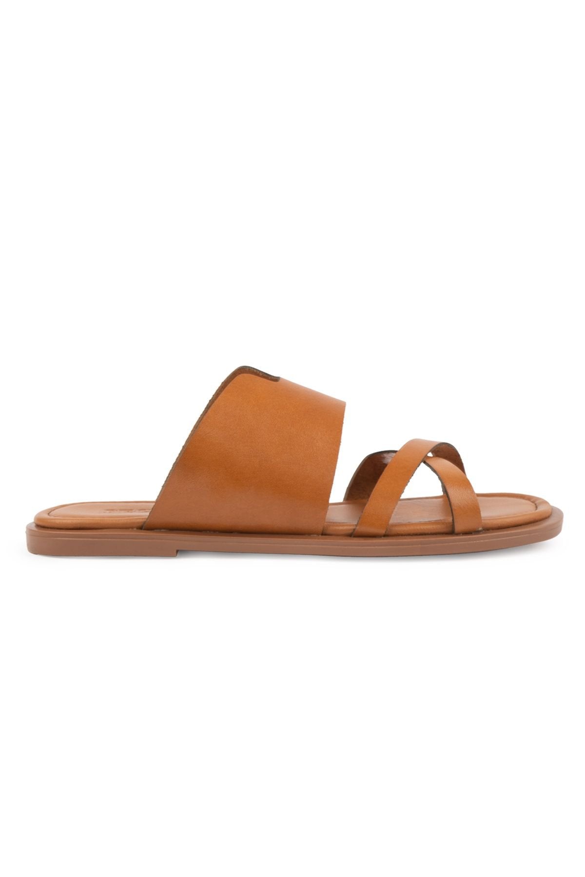 Pegia Strappy Leather Women's Slippers DG6062  - Chestnut