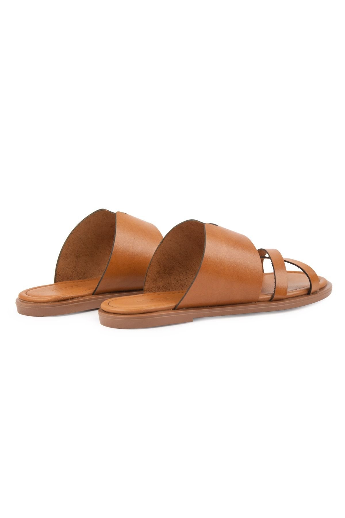 Pegia Strappy Leather Women's Slippers DG6062  - Chestnut