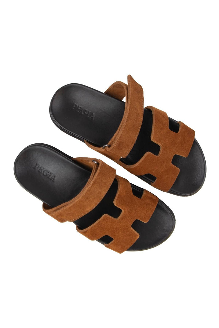 Pegia Women's Suede Strap Slippers 215516  - Chestnut