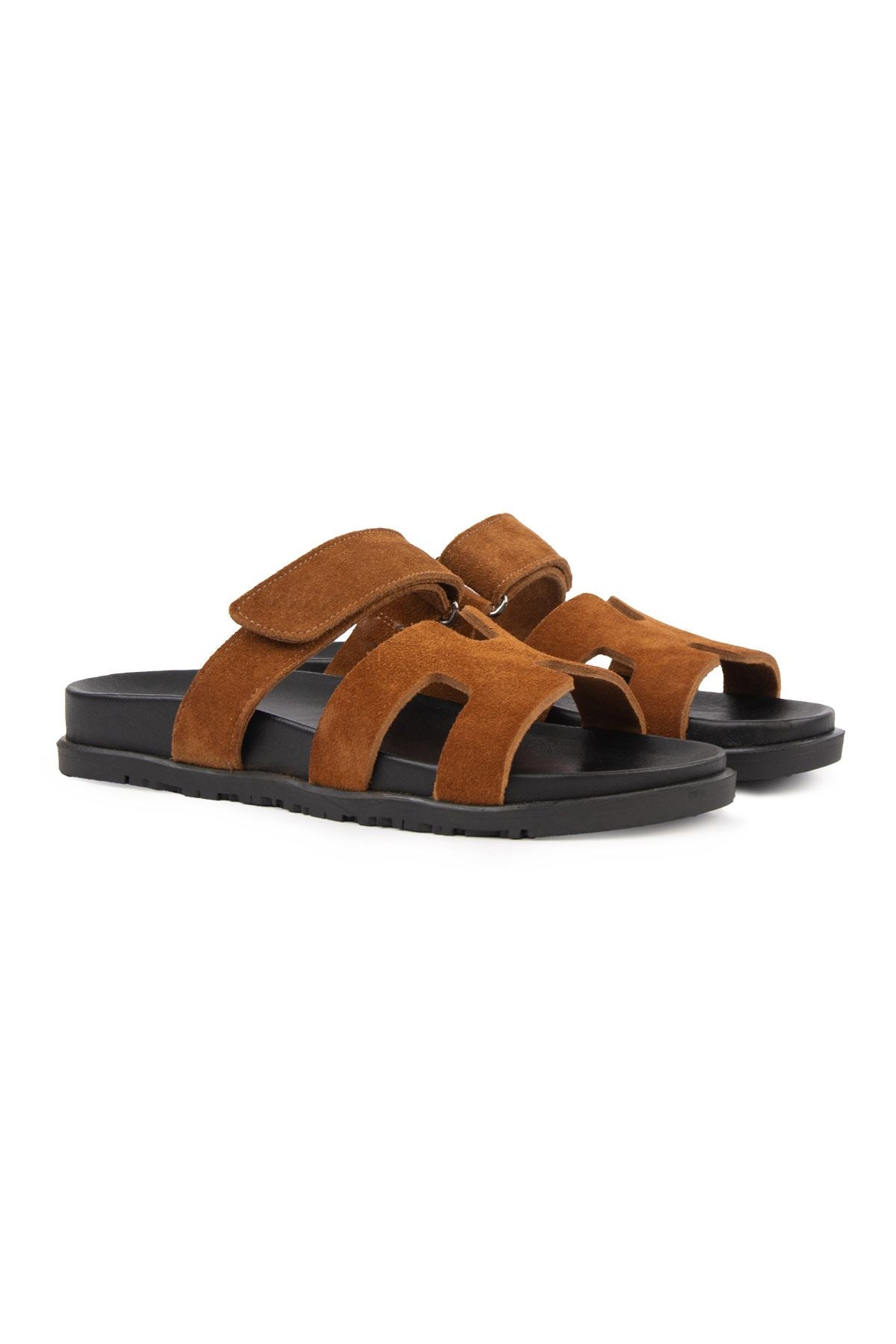 Pegia Women's Suede Strap Slippers 215516  - Chestnut