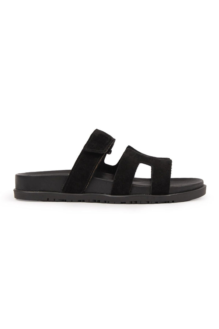 Pegia Women's Suede Strap Slippers 215516  - Black