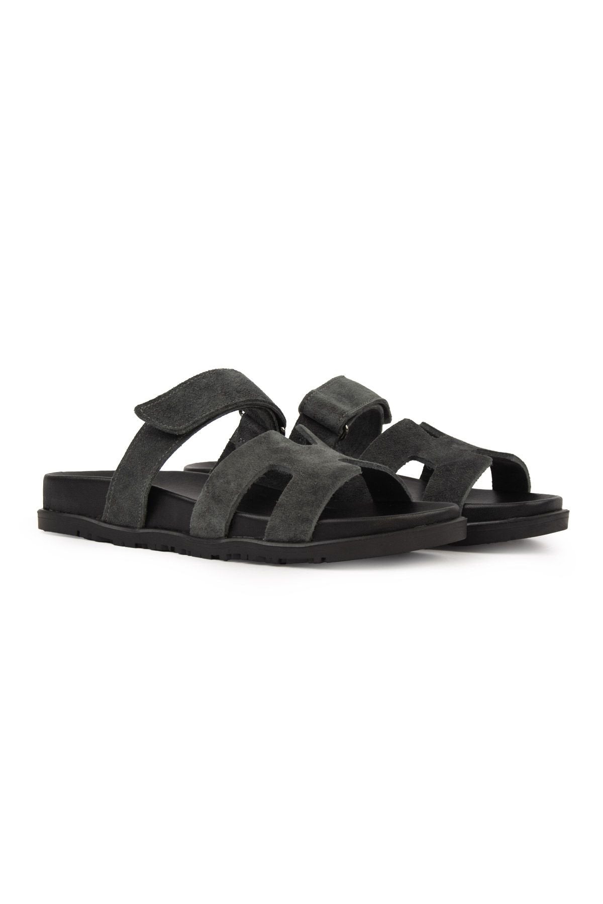 Pegia Women's Suede Strap Slippers 215516  - Anthracite