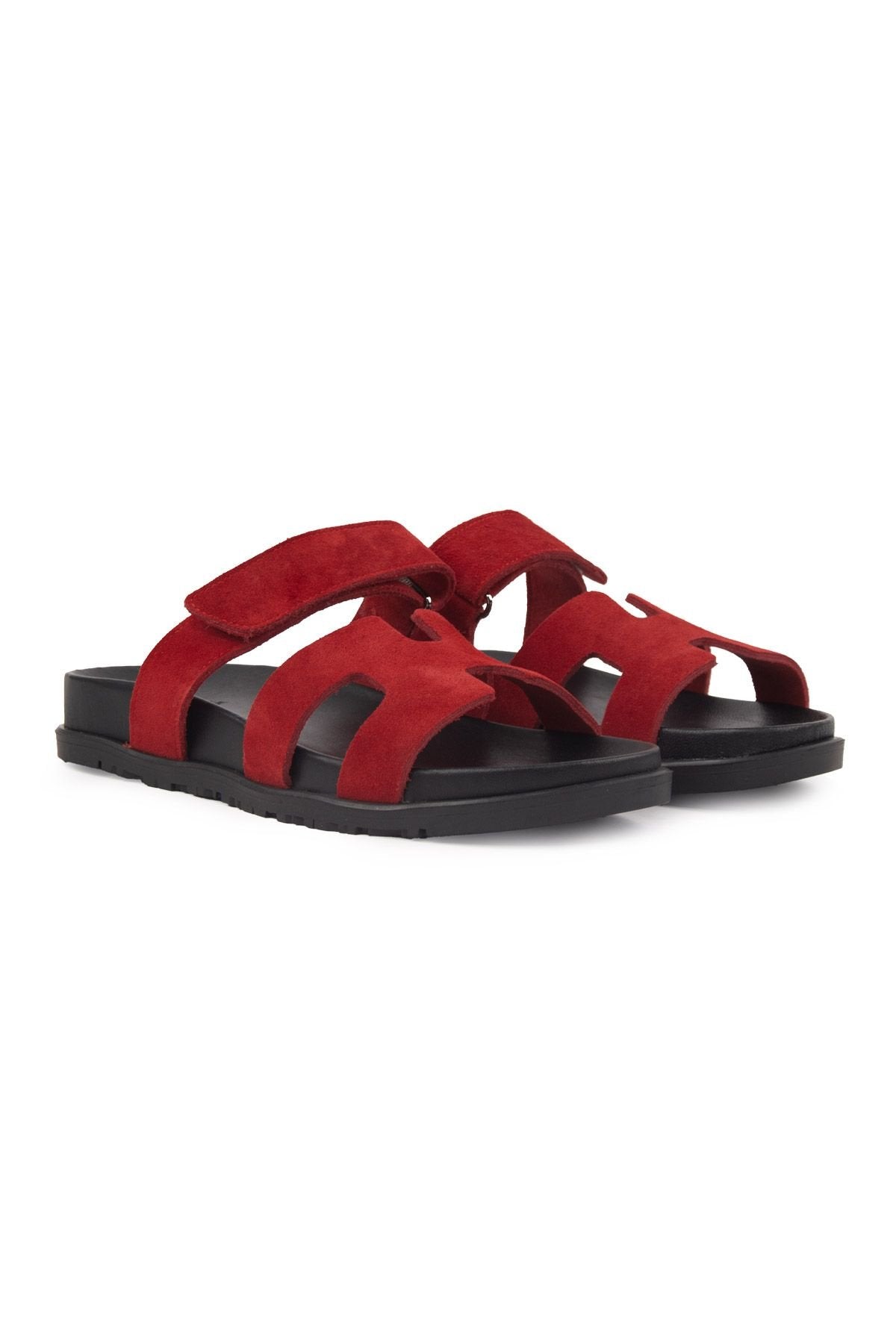 Pegia Women's Suede Strap Slippers 215516  - Red