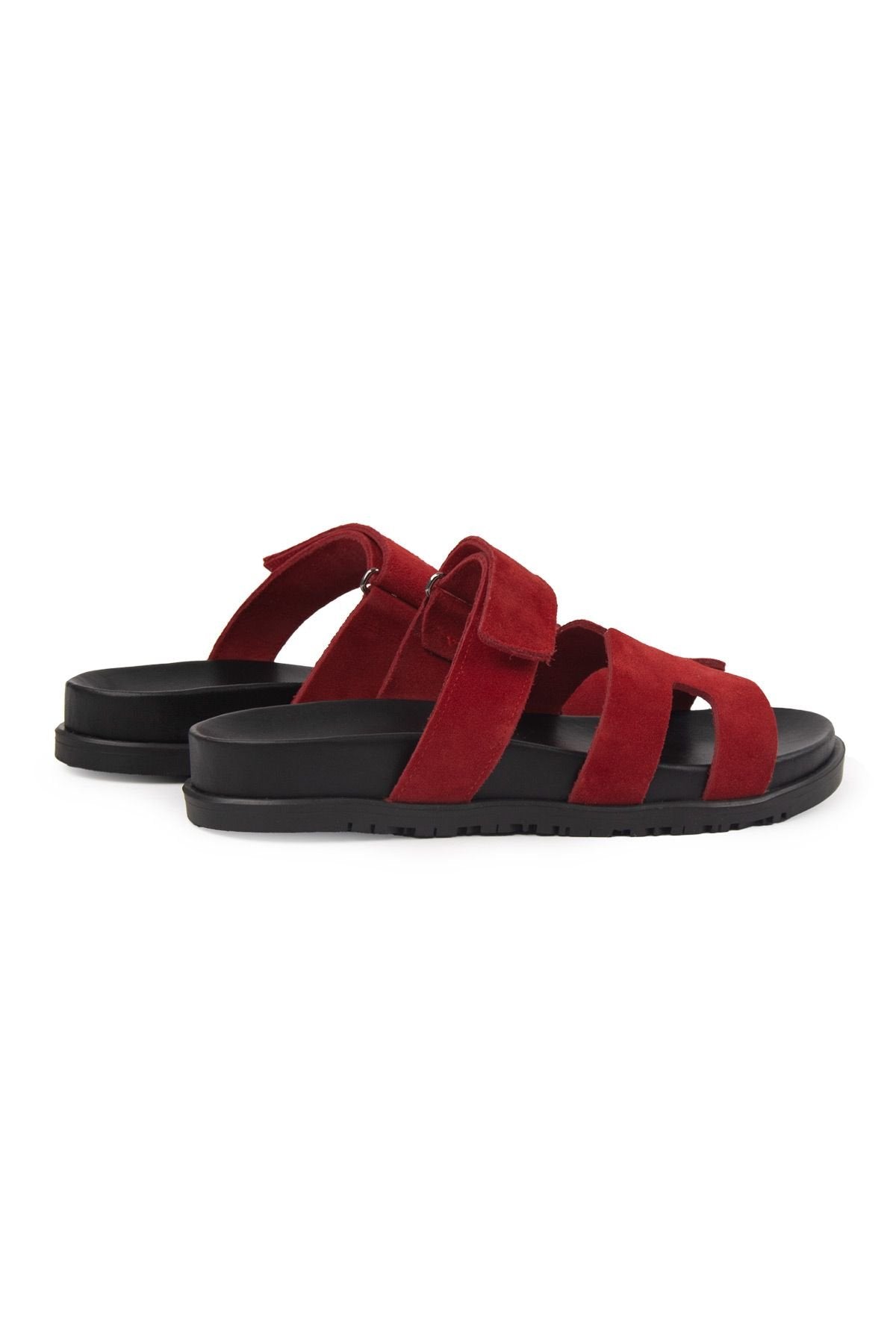 Pegia Women's Suede Strap Slippers 215516  - Red