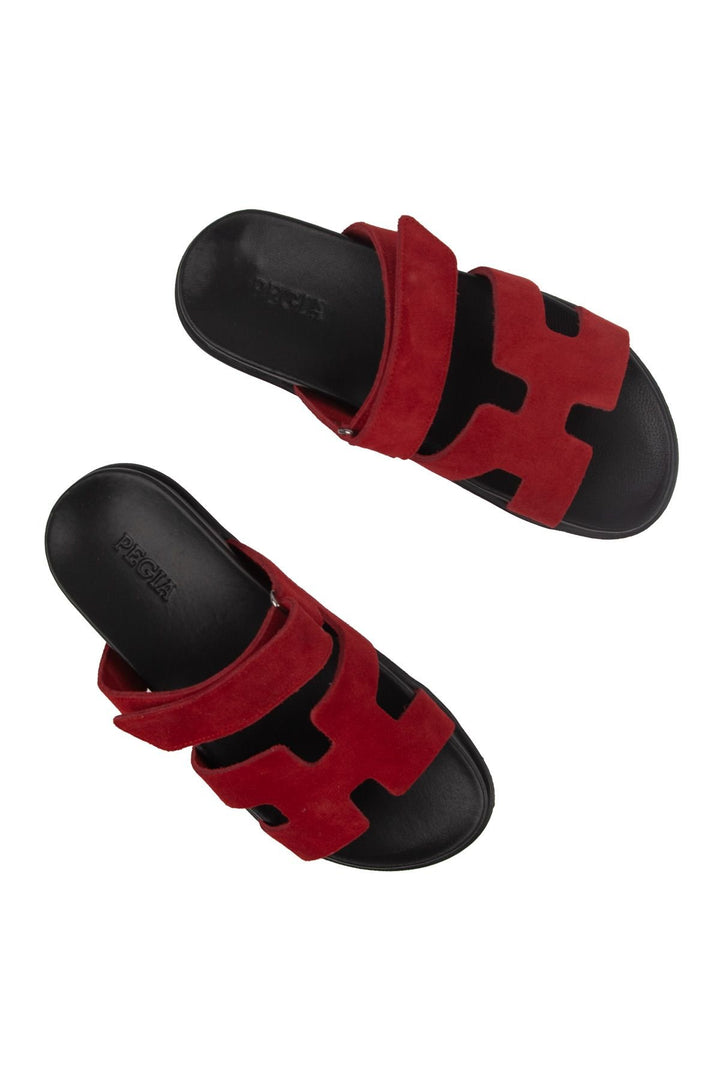 Pegia Women's Suede Strap Slippers 215516  - Red