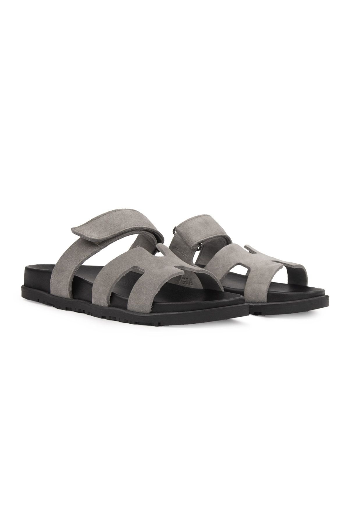 Pegia Women's Suede Strap Slippers 215516  - Grey