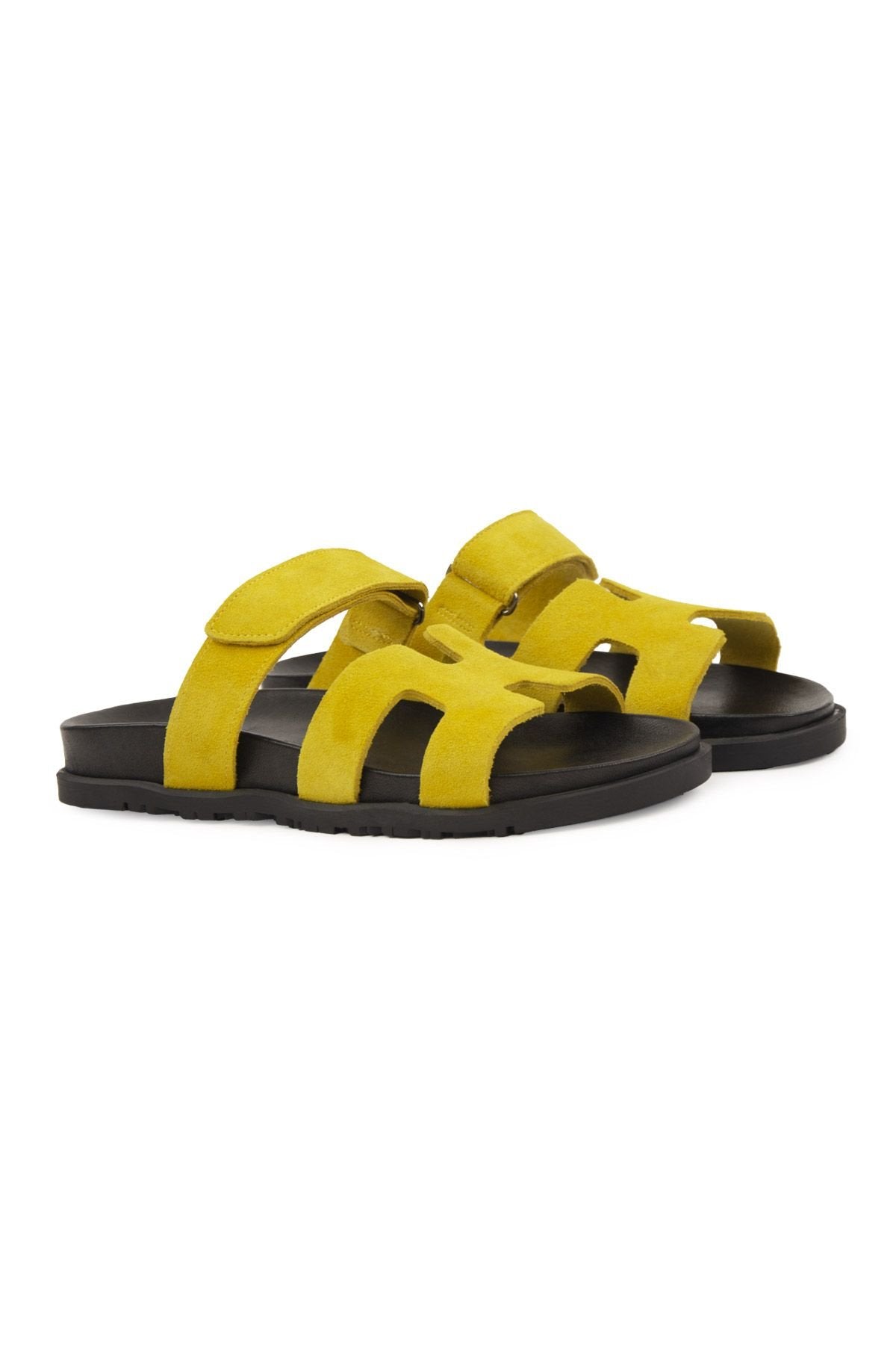 Pegia Women's Suede Strap Slippers 215516  - Yellow