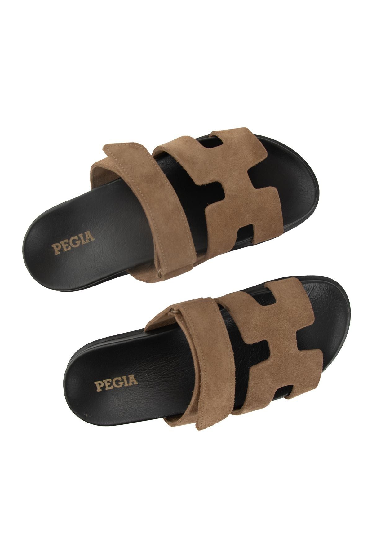 Pegia Women's Genuine Suede Strap Sandal 215555  - Stone